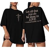 Christian Shirts for Women Oversized Jesus Shirt Religious Faith Tshirts Inspirational Graphic Tees Short Sleeve Top