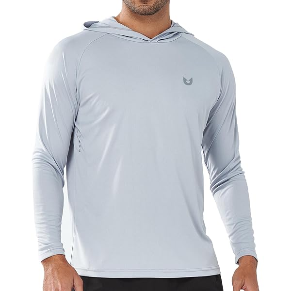 BADHUB Mens Fishing Shirts Sun Protection Long Sleeve Rash Guard Swim T Shirt Lightweight Quick Dry White