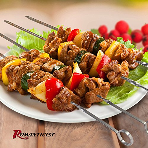image for ROMANTICIST Flat Metal Barbecue Skewers - 16 Inch Stainless Steel Gril