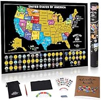 Scratch Off Map of The United States - Scratch Off USA Map Kit, 50 Pc Set, 85 Landmarks, US National Parks, Scratchable Adventure Maps Poster, Travel Journal, Gifts for Travelers by Bright Standards