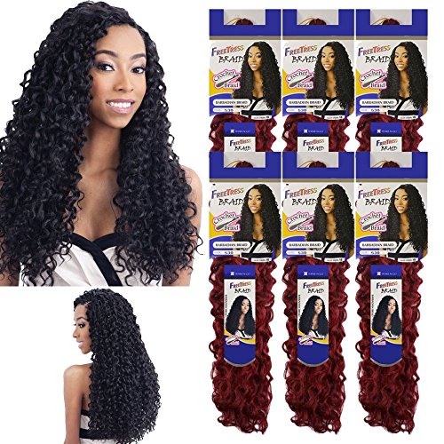 Barbadian Braid Crochet FreeTress Bulk Synthetic Braiding Hair Shake N Go (6 Packs, 1)