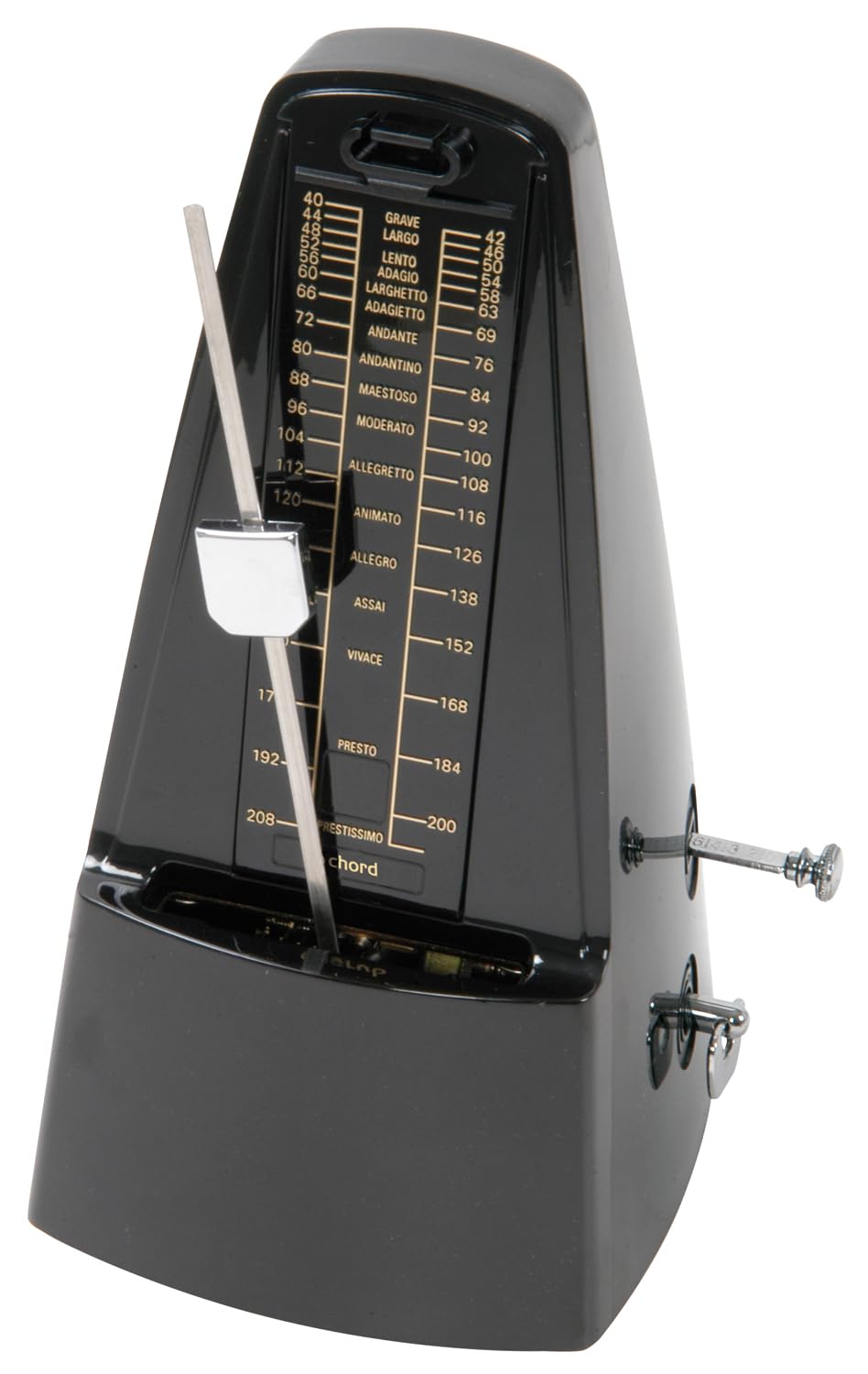 Chord | Classic Pyramid Style Mechanical Metronome Suitable for all Musical Instruments | Piano Drum Violin Guitar Bass & Wind Instruments | Audible Click & Bell Ring