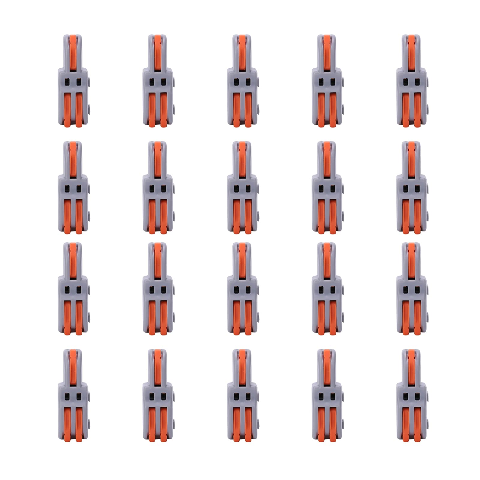 20Pcs Quick Terminal Block 1 in 2 out Wire Connector T‑Shape Push‑Type Wiring Splitter SPL‑F12A for Electrical Control(orange)