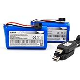(2-Pack) 7.4V 1500mAh Battery for Huina 1575 DEERC D60 RC Cars, SM-3P | For compatible 1:8 and 1:14 RC cars, stunt and off-road clamping vehicles; includes SM-3P plugs and 2 USB charging cables.