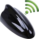 Possbay Shark Fin Antenna Replacement Painted, AM/FM Car Roof, Black | Painted glossy finish, ABS housing, copper wire, adhesive mount, universal fit, waterproof, UV resistant, reflective strip