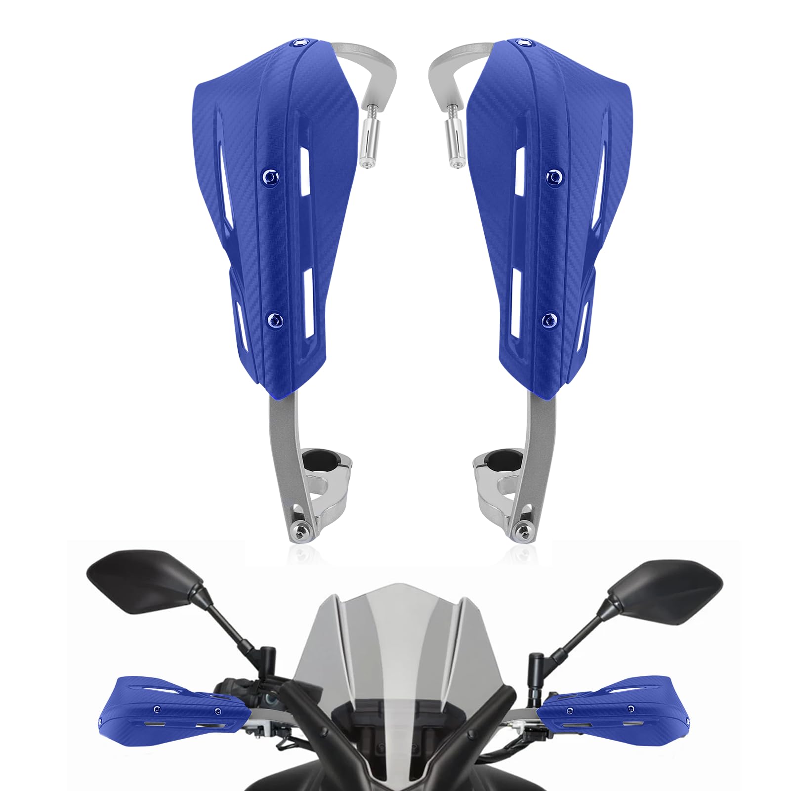 Photo 1 of WODHMIEY Dirt Bike Handguards Hand Guards,Adjustable Handlebar Hand Guards,Motorcycle Handguards with Lock Screw,Fit 7/8 22mm & 1 1/8 28mm Handlebar (Blue (Silver Aluminum