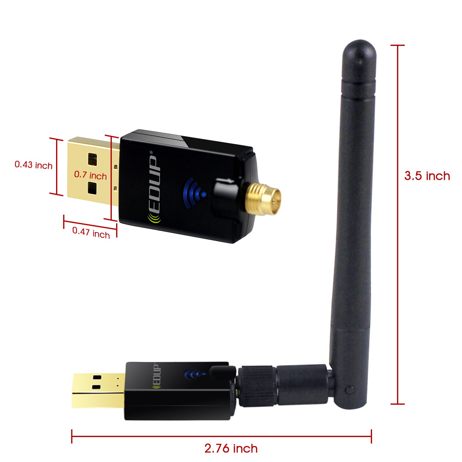 Wifi Adapter ac600Mbps EDUP Wireless Usb Adapter 5.8GHz/2.4GHz Dual Band 600Mbps Usb Adapter 2dBi External Antennas Supports Windows XP,Win Vista,Win 7,Win 8, Win 10,Mac OS X 10.6-10.13