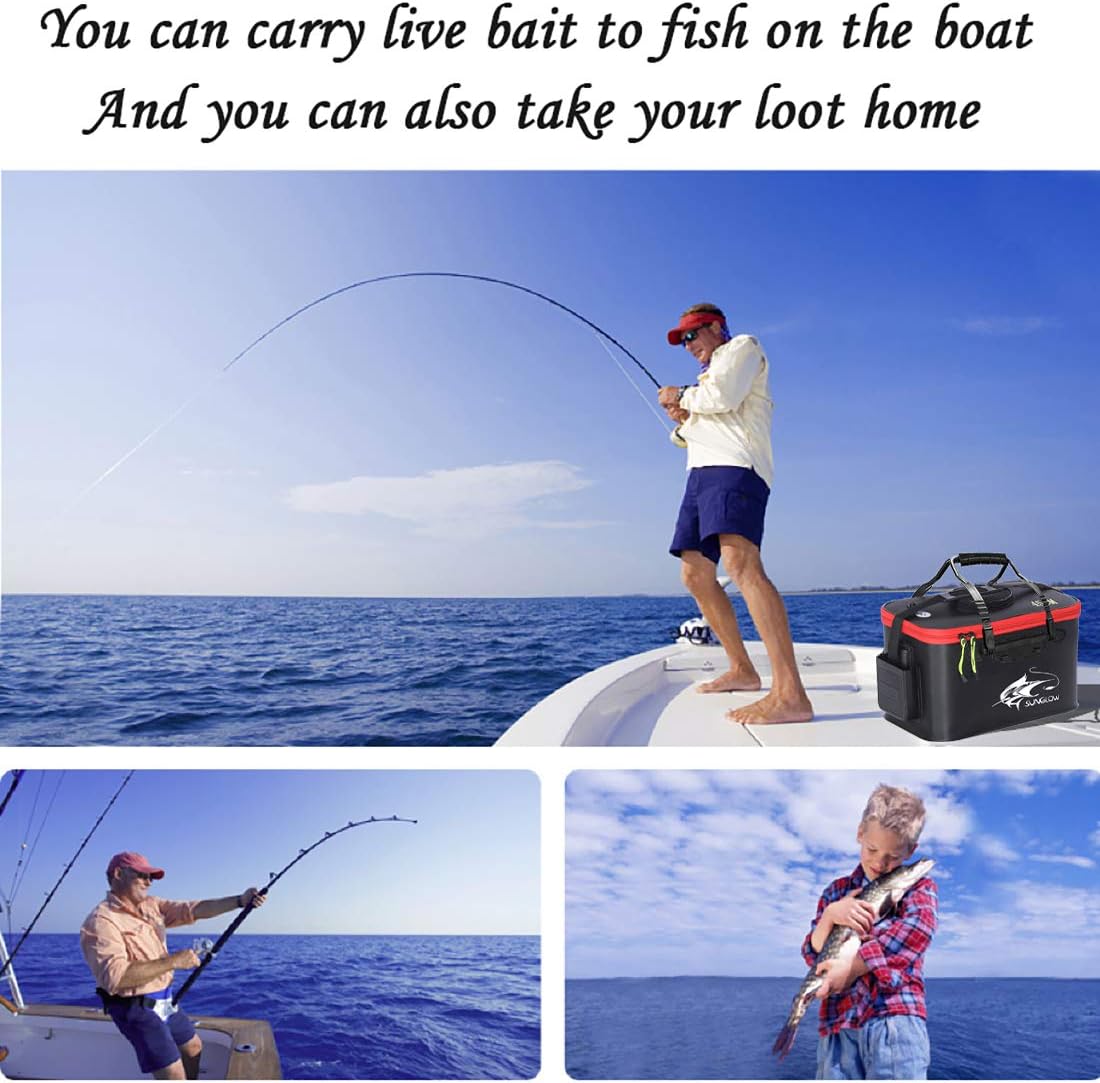 Grneric Fishing Bucket, 6Gallon/8Gallon/10Gallon Foldable Fish Bucket, Live Fish Container Multi-Functional Live Fish Bait Bucket, Outdoor Camping EVA Fishing Bag and Fish Protection Bucket : Sports & Outdoors