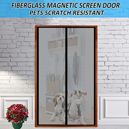 Magnetic Screen Door with Super Durable Fiberglass Mesh Curtain and Full Frame Velcro Fits Door Size up to 36"X 82''MAX