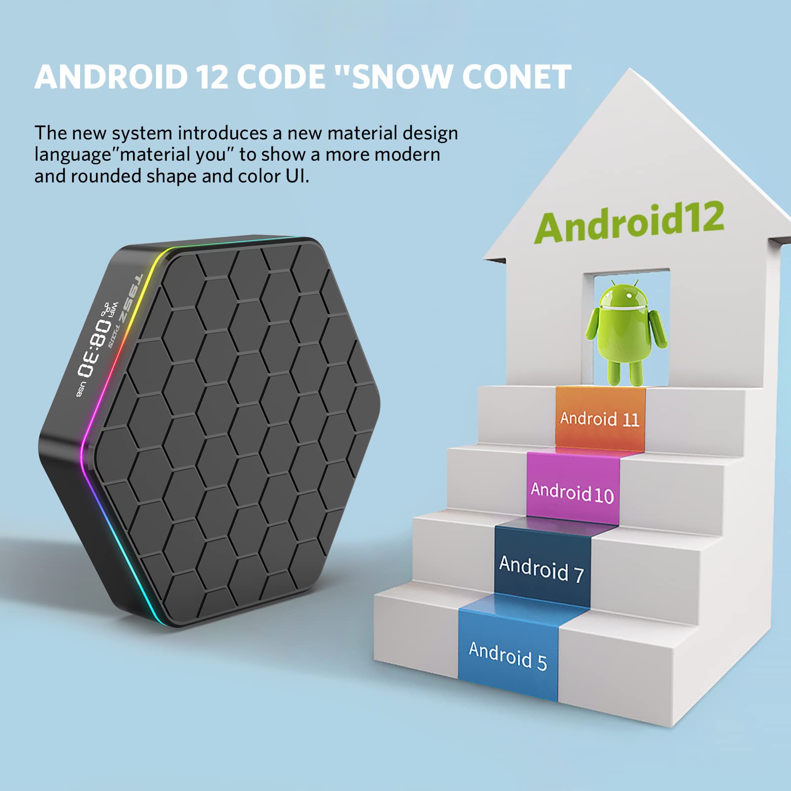 Android TV Box 12.0, 4GB RAM 32GB ROM Allwinner H618 Smart TV Box Android Support HD 6K/H.265 100M Ethernet 2.4/5G Dual WiFi BT 5.0