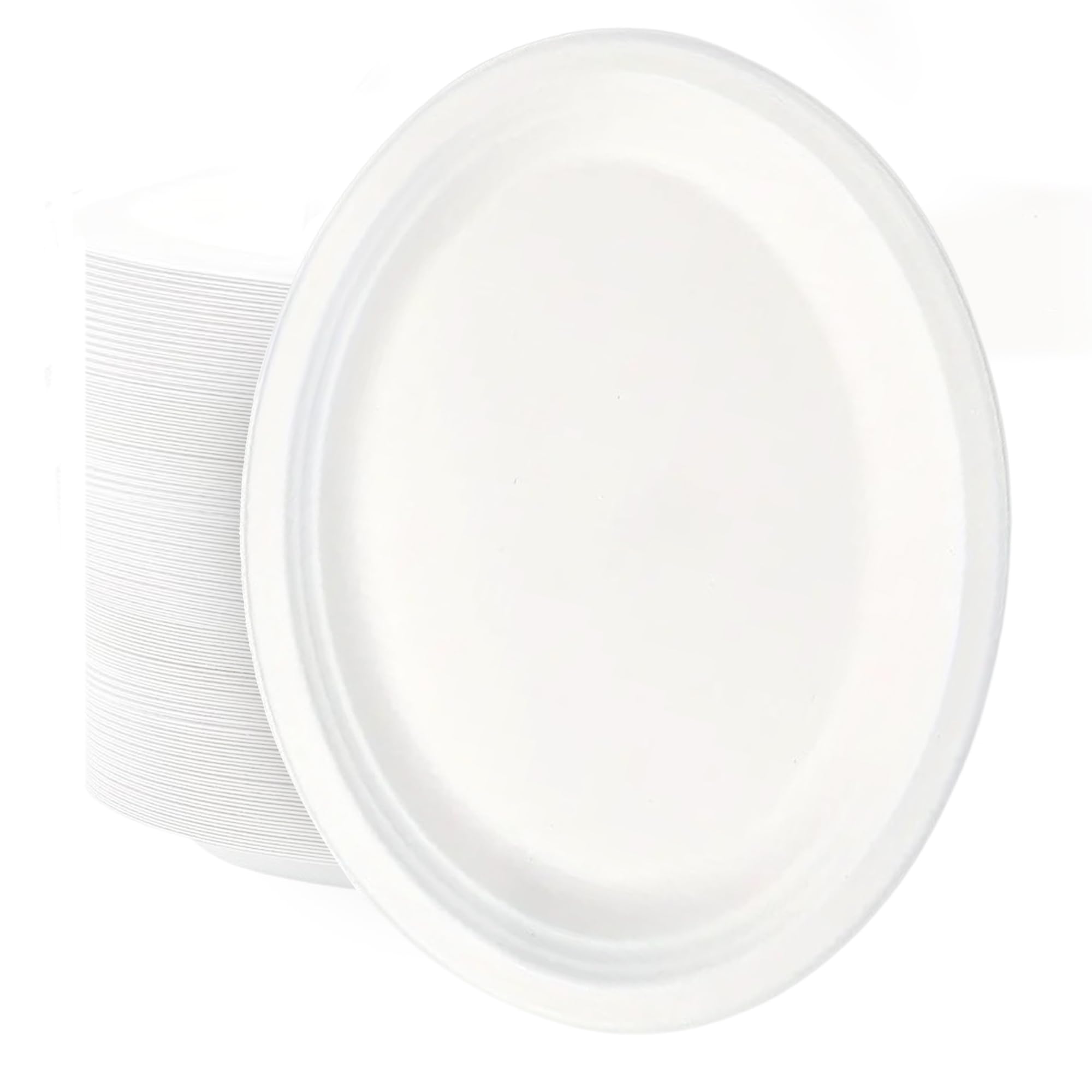 EcoWise Strong Oval Plates - Pack of 50 Super Rigid Biodegradable Dinner Plates 10"x8" Compostable for Birthday, Christmas, BBQ