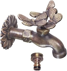Taiwan Decorative Solid Brass Butterfly Garden Faucet Faucet - with a Brass Connecter - PA146