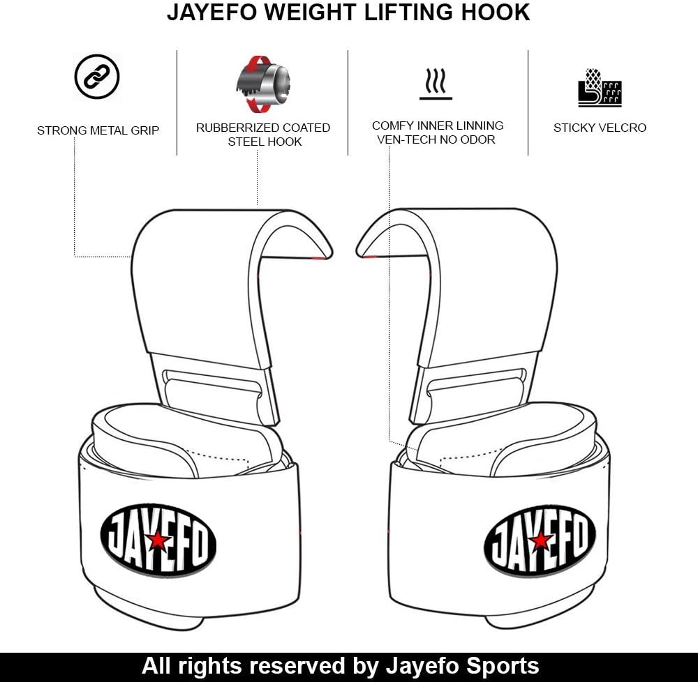 Jayefo {Weight Lifting Hooks} {Wrist Wraps & Support} {Hooks Grip} Lifting Gloves Straps Bodybuilding Deadlifts Pull Ups {Home Gym} Workout… : Sports & Outdoors