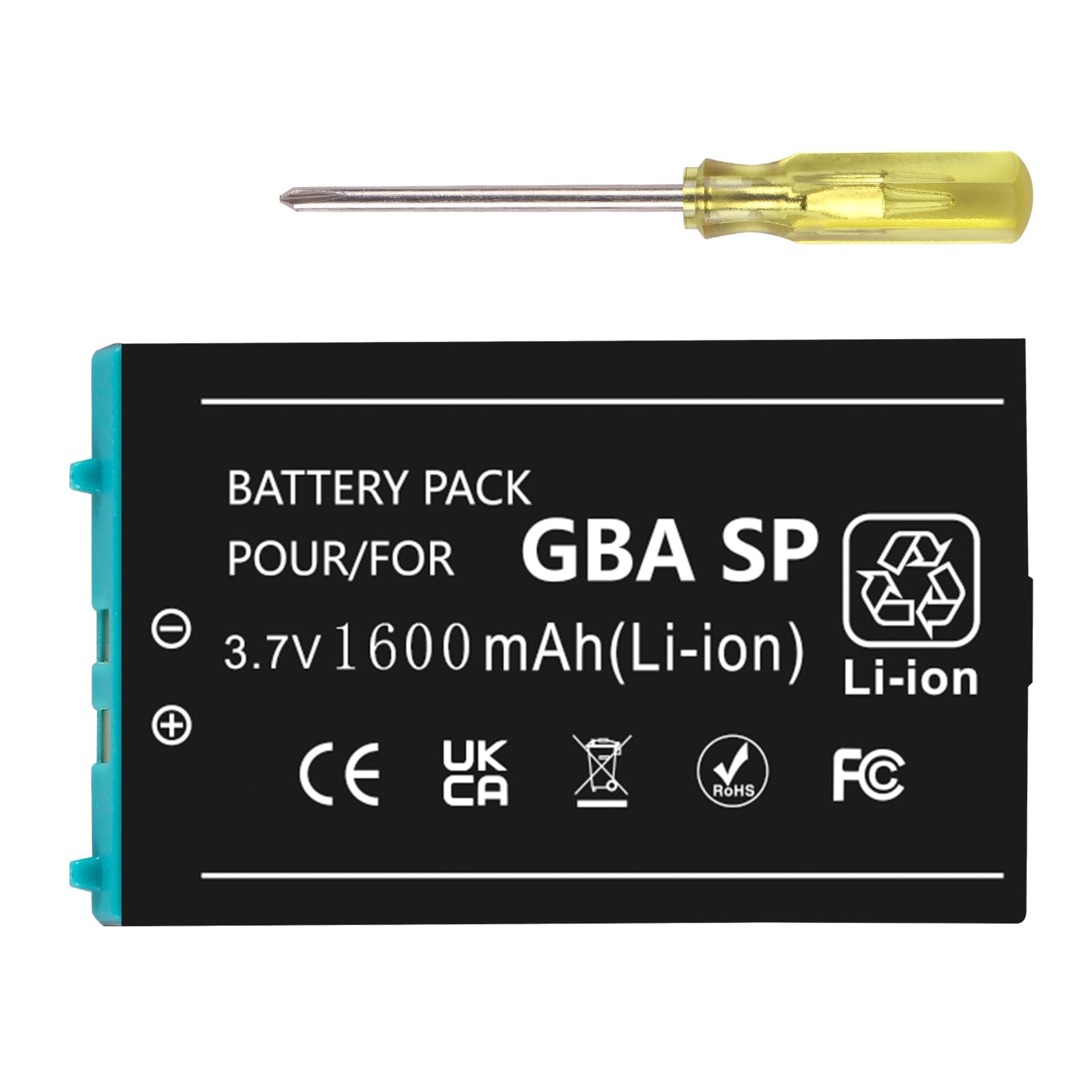 JUBOTY GBA SP Battery Replacement- 1600mAh Longest Lasting, 2026 Upgraded Battery Cell+IC Chip, Compatible with Nintendo Gameboy Advance SP AGS-001, AGS-003, AGS-101 Game Console with Screwdriver