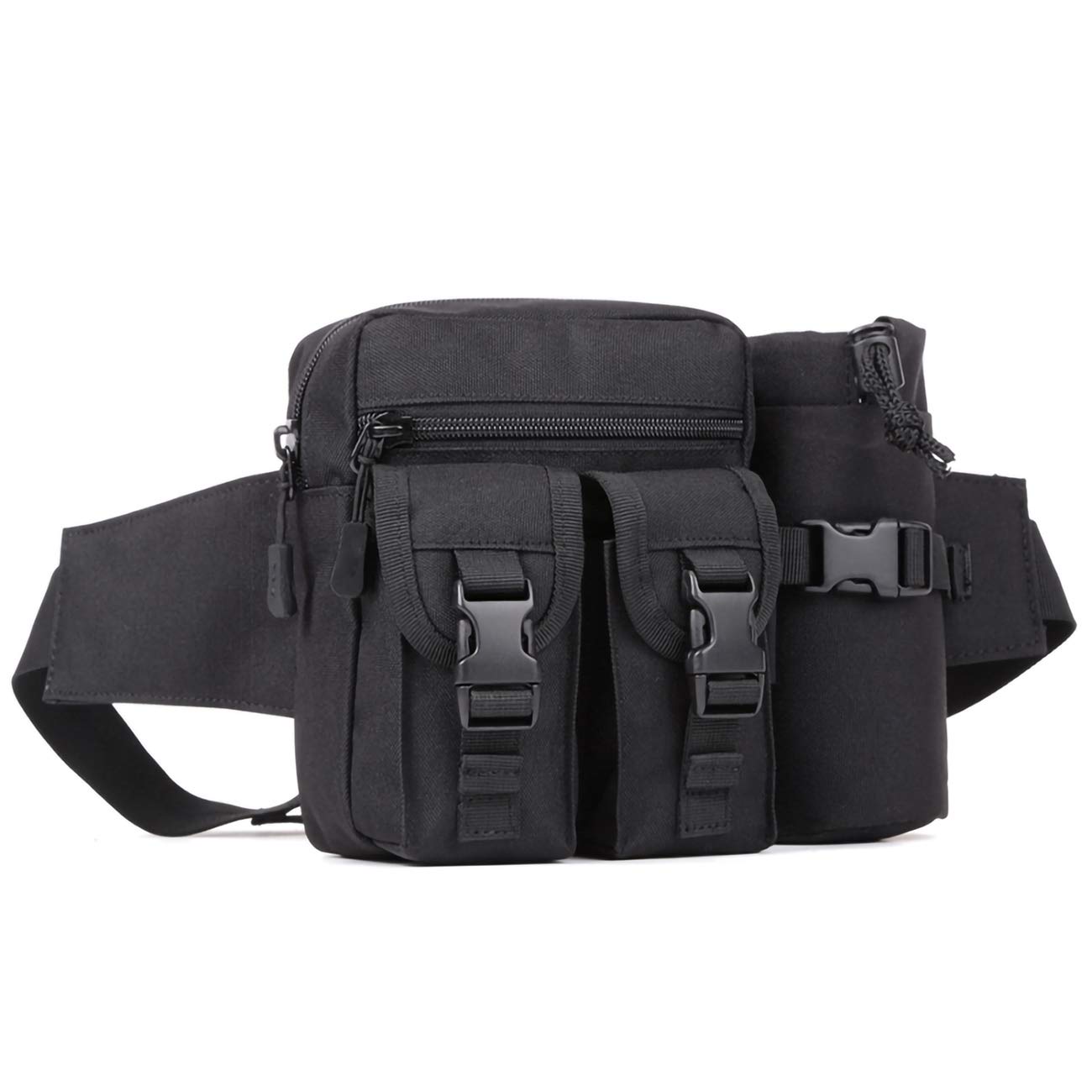 Tactical Military Waterproof Waist Bag for Hiking Climbing Outdoor Activities Casual Multipurpose Waist Bag, Black#2, L, Travel Wallet
