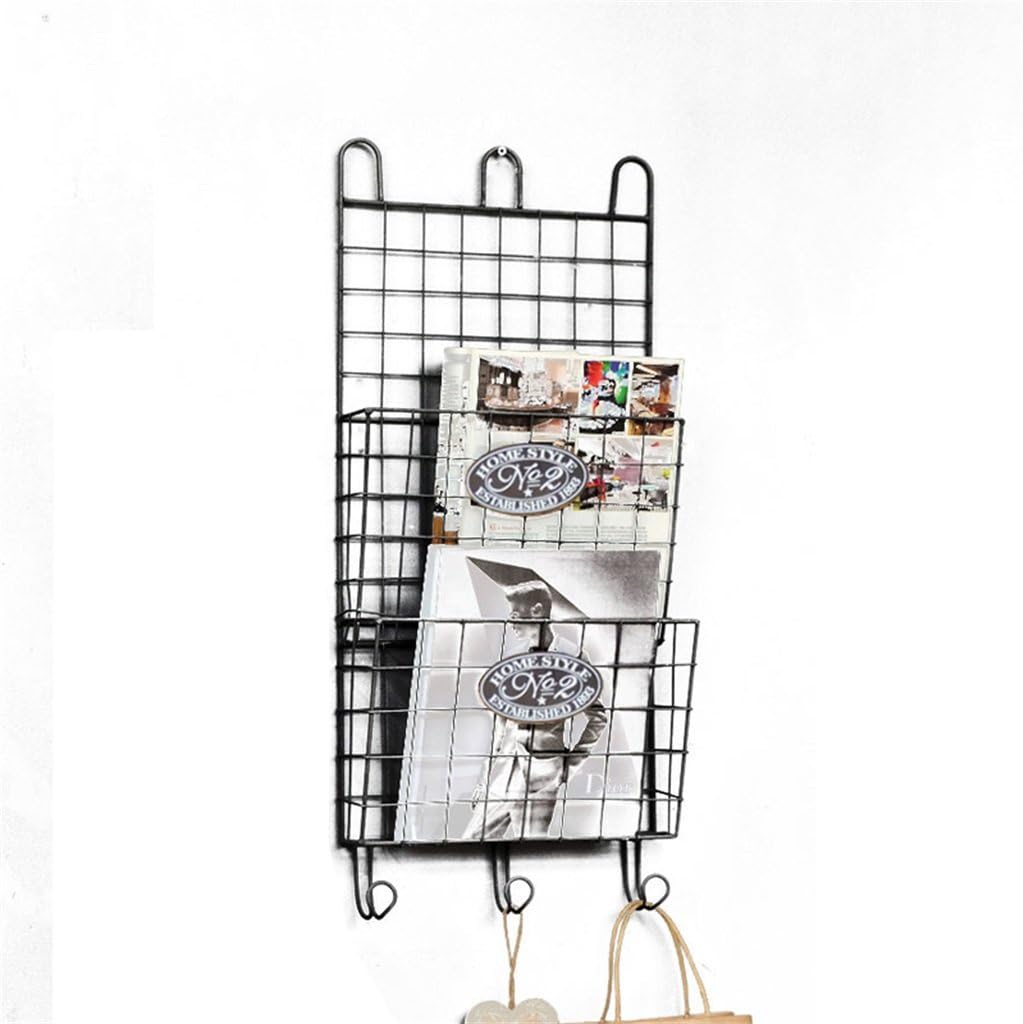 AJZXHE Shelves Vintage old wooden wire mesh racks, wall mounted magazine racks, and storage racks. - Storage rack (Size : H74.5*W33cm)