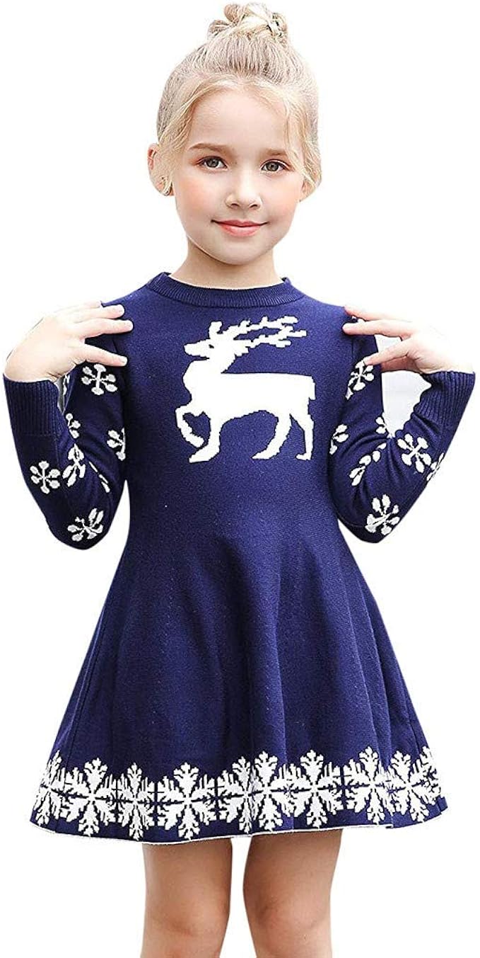 Solike Robe Fille 7 12 Ans Noel Robe Noel Fille Hiver Robe Pull Enfants Fille Manches Longues Impression 3d De Noel De Bande Dessinee Vetements Vetements Fille Dwteam In