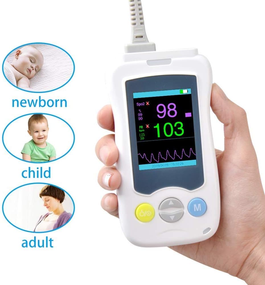 FXPCQC Handheld Oximeter Pediatric Blood Oxygen Monitor Medical Adult Children Newborn Oxygen Monitor Spo2, With Measuring Body Temperature