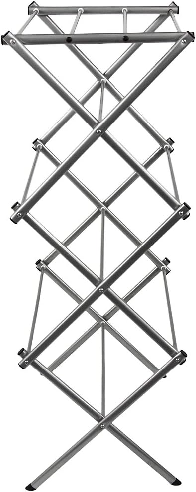 Home Vida Accordion Drying Rack 3-Tier X-Frame Clothes Airer with Foldable Metal Design, Indoor/Outdoor Use, Silver - Image 4