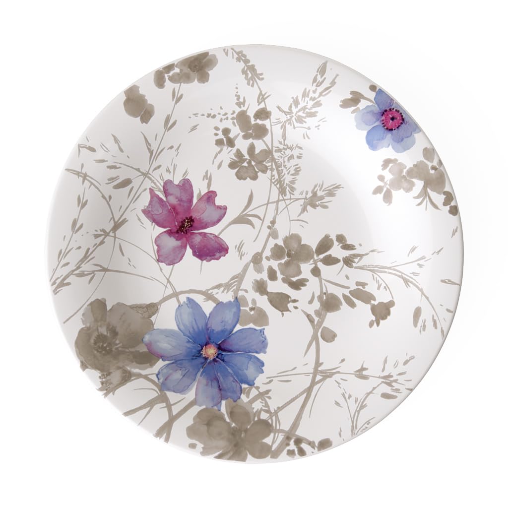Villeroy & Boch Mariefleur Gris Basic Multicoloured Breakfast Plate, 21 cm, Premium Porcelain, White/Multicoloured