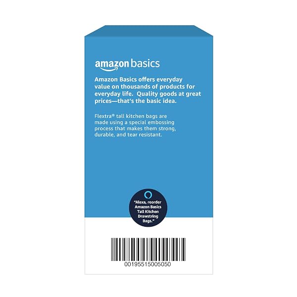 AMAZON BASICS FLEXTRA TALL KITCHEN DRAWSTRING TRASH BAGS, 13 GALLON, 90 COUNT