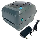 Tekswamp Zebra GX430T Thermal Transfer Barcode Printer 300 dpi USB Serial GX43-102510-000, Bundle with AC Adapter (Renewed)