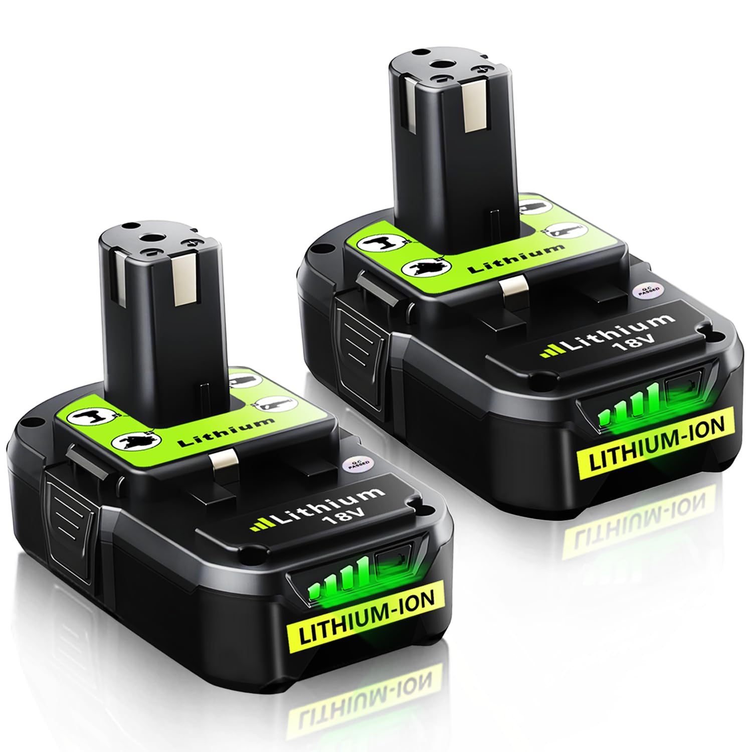 Photo 1 of Totoplus Replacement for Ryobi 18V Battery: 18V 4.0Ah Lithium-ion Compatible with Ryobi P102 P103 P105 P107 P108 P109 P122 Cordless Power Tools 2 Pack
