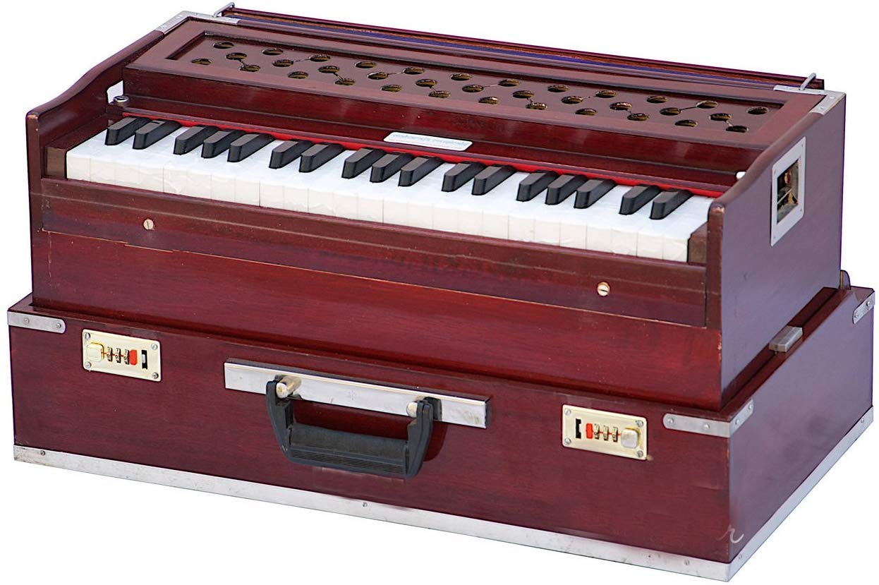 SG Musical Folding Harmonium 42 keys, side carry handles, jaali frame