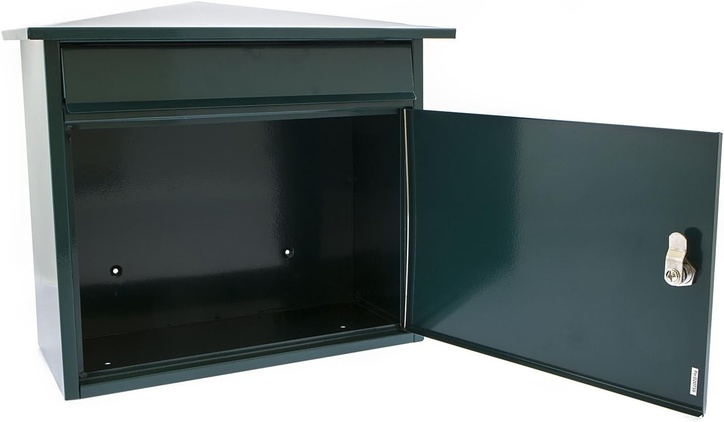 Burg-Wachter MB15G Mersey Large Wall Mounted Galvanised Steel Post Box , Green 390mm x 347mm x 206mm - Image 4