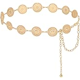 HIQUACC Women's Chain Belt Metal Waist Belt Chunky Belly Link Belt