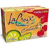 LaCroix Cúrate Cerise Limon Sparkling Water, Cherry Lime, Slim Cans, Naturally Essenced, 0 Calories, 0 Sweeteners, 0 Sodium, 