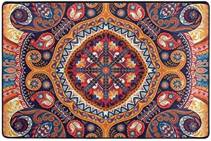 WOOR Vintage Paisley Mandala Living Room Dining Area Rugs 6' x 4' Bed Room Rugs Office Rugs Modern Floor Rug Carpets Home Decor