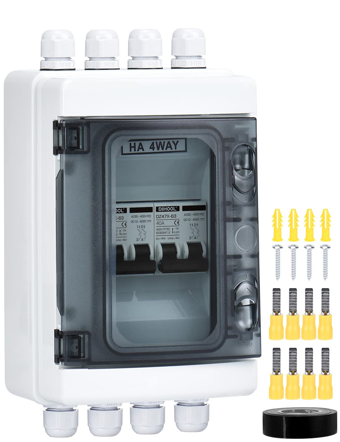 DIHOOL 2pcs DC 12V Circuit Breaker Circuit Breaker PV Solar System Circuit Breaker DC 40A 2 Pin (DC12V-DC400V or AC110-400V) with IP65 Waterproof Housing