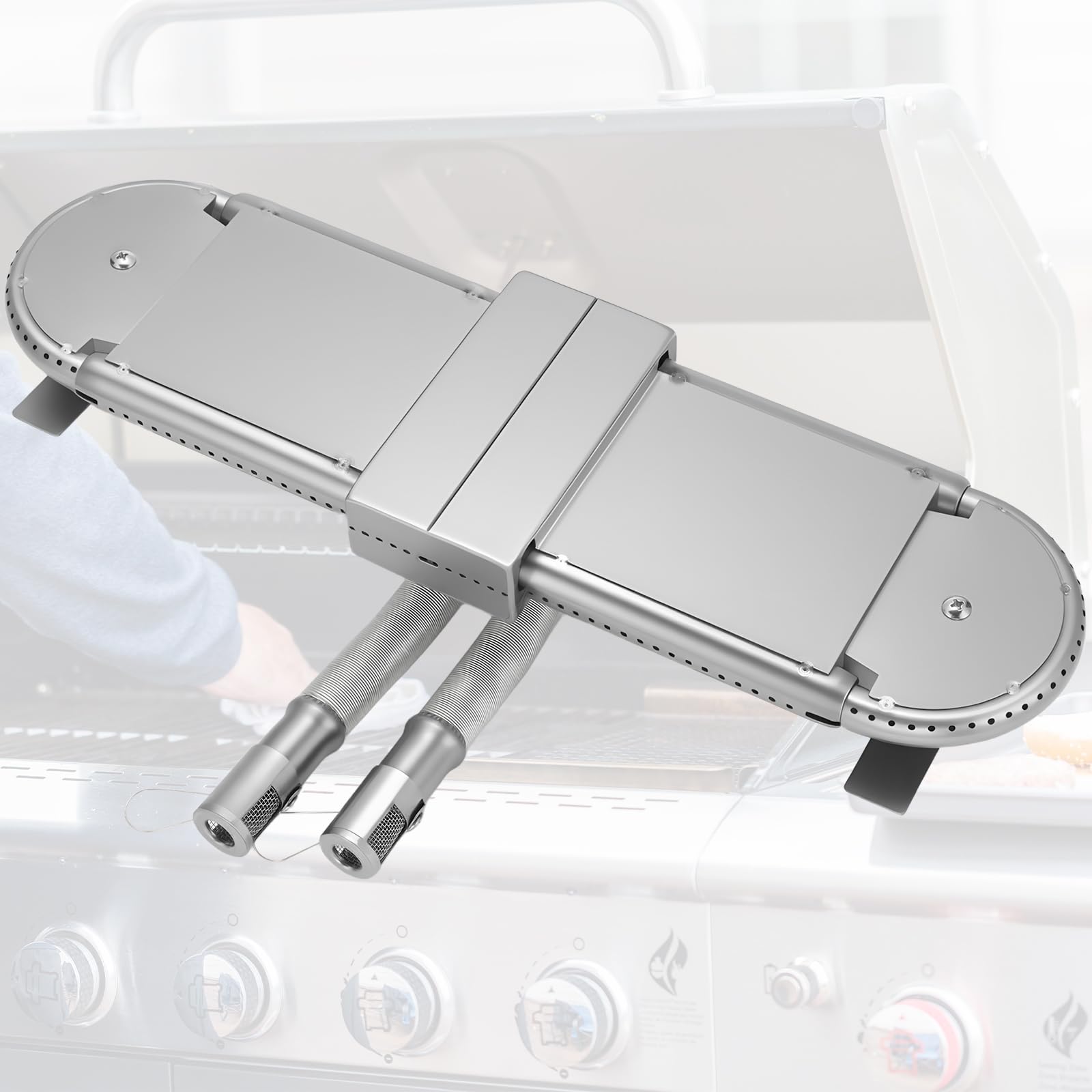Photo 1 of Dreyoo Adjustable Universal Replacement BBQ Grill Oblong Tube Burner, Large Adjustable Grill Burner, Extends from 15" up to 22", for Most Properly Sized Grills