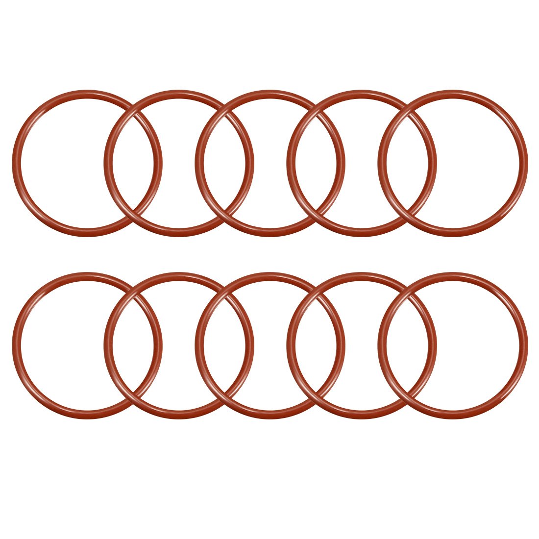 sourcingmap Silicone O-Ring, 48mm OD, 41.8mm ID, 3.1mm Width, VMQ Seal Rings Gasket, Red, Pack of 10