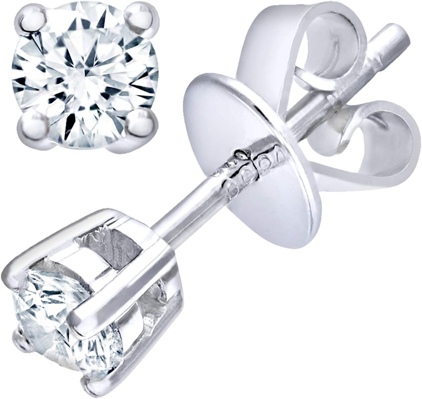 Women's Round Brilliant 0.25ct I/I1 Certified Diamonds 9 ct White Gold Stud Earrings