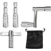 KAKUPPA 4 Pcs Drum Keys for Tuning High Tension Drums, Standard Drums Tuner Key with Drill Bit Adapter, Multi-Tool Keychain with Chrome Drum Wrench for Acoustic &amp; Electronic Drums