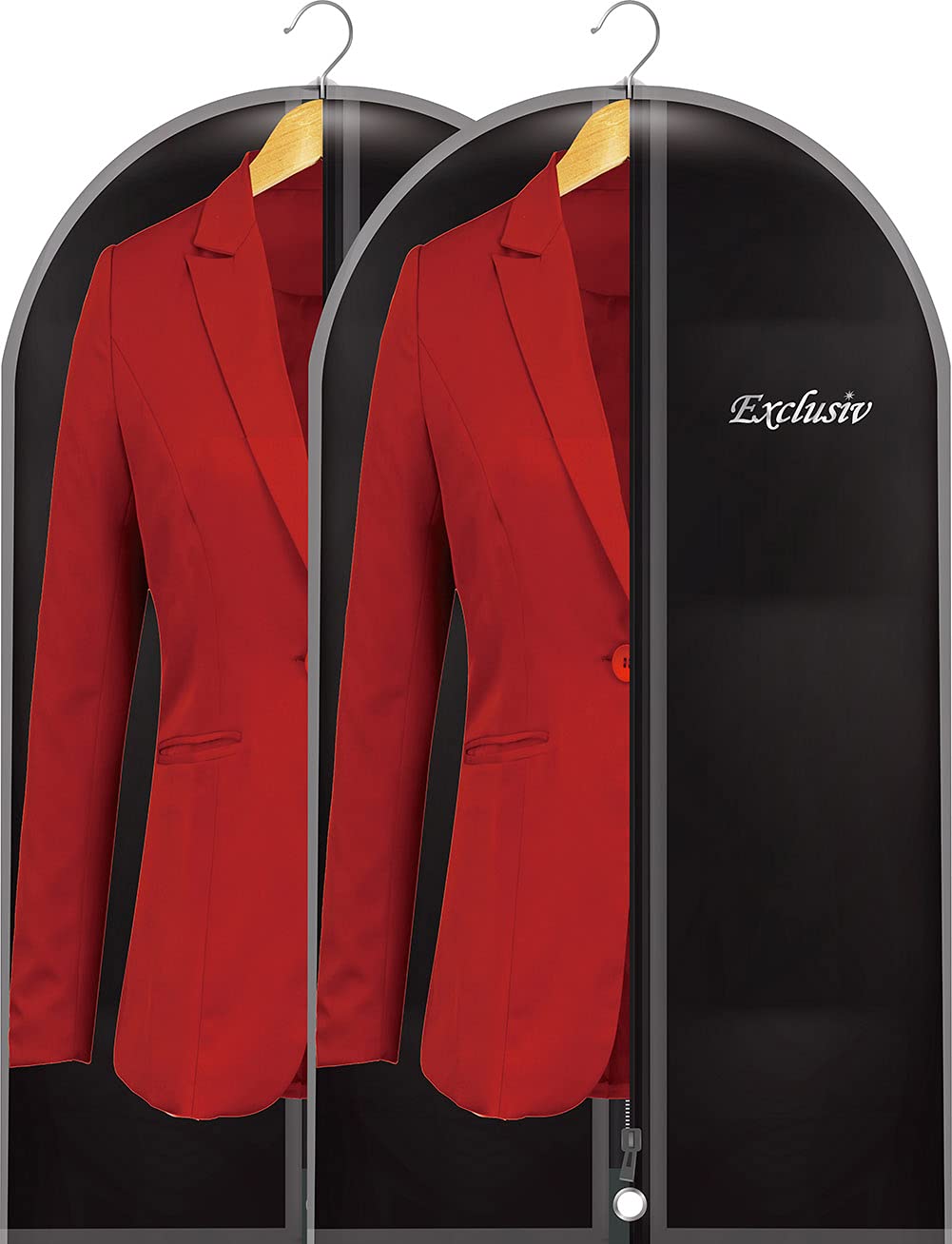 Maishijie 2 pack 100 * 60cm Breathable Oxford Fabric Garment Suit Clothes Covers Bags, 40 inch Suit Bag for Storage Cloth Cover, Washable, Full Zipper Long Dress, Traveling Easy to Carry