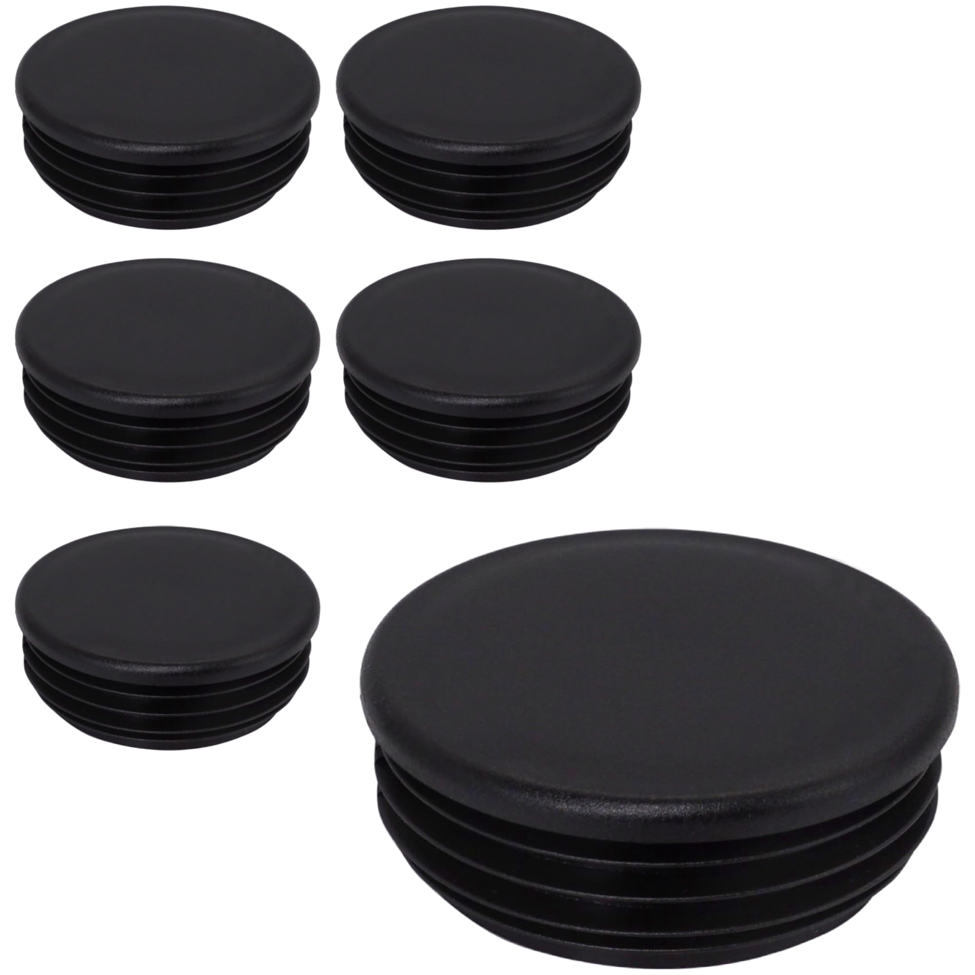 SKIR'CO (6 pcs) Round Tube Inserts 76 mm, Fence Post Plugs, Black Plastic Tube End Caps, Pipe Plugs, Black RAL 9005 — image 1