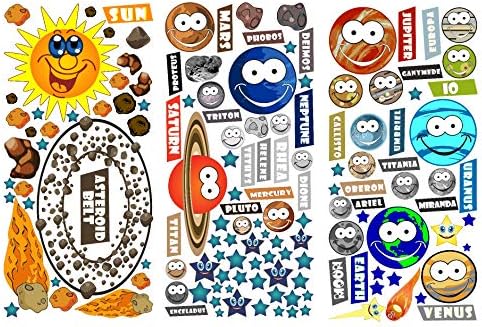 Space Planet Solar System Wall Stickers for Bedroom Kids Wall Stickers Space Planets Sun Wall Décor Stickers for Kids Rooms | Planets-01 Nursery Wall Decals 70cm X 100cm