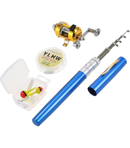 Canne à Pêche Stylo Télescopique – Mini Canne De Poche Avec Moulinet, Portable, Longueur 100 Cm étendu / 20 Cm Rétracté
