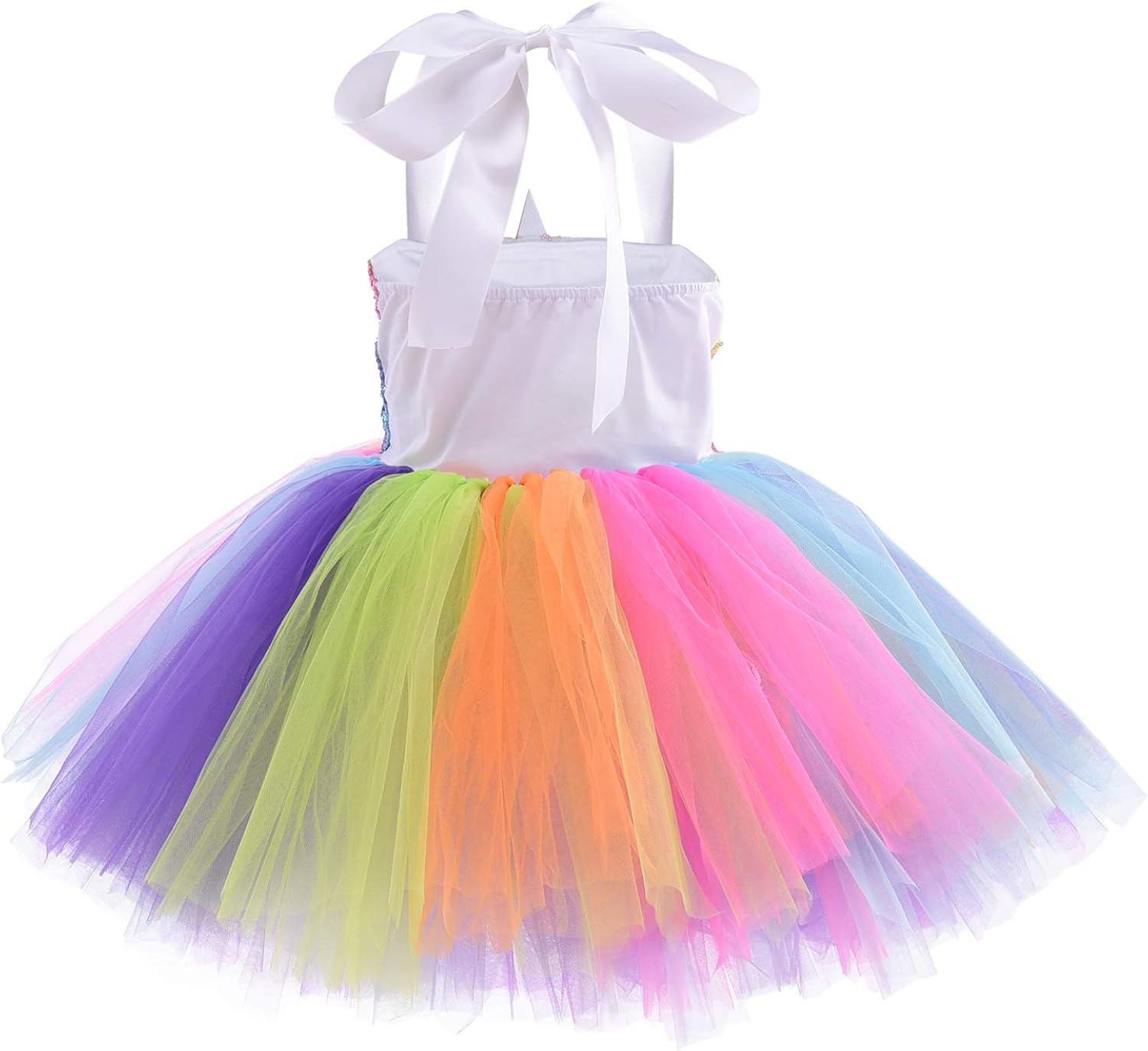 Unicorn Princess Birthday Little Girl Tutu Dress Sequin Lighted Toddler Kids Costume Outfit Party Halloween Headband: Clothing