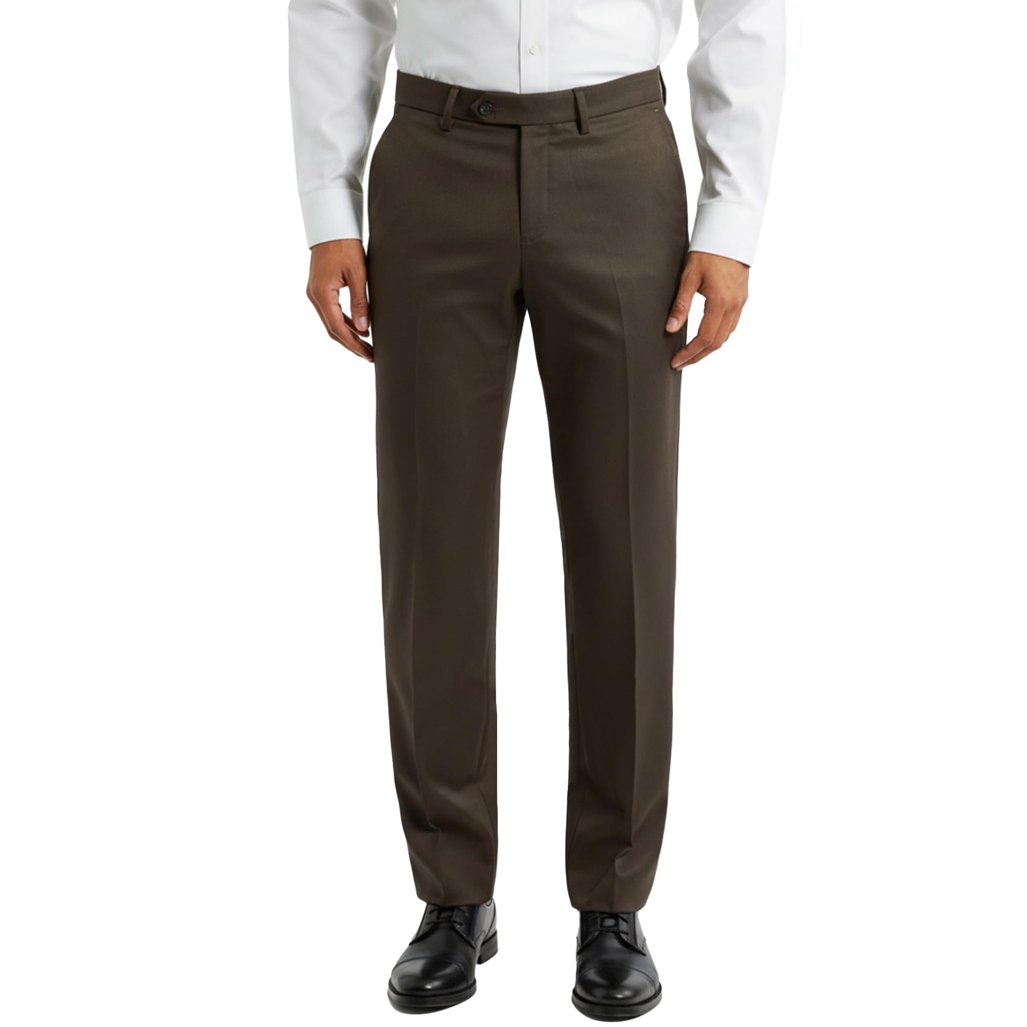 Mens Classic Fit Flat Front Hidden Expandable Waist Dress Pants No Iron ...