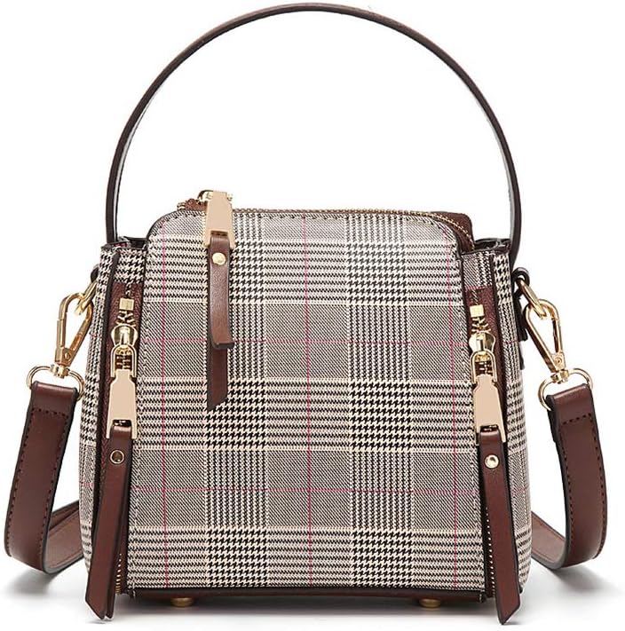 Small Crossbody Bags Zipper Plaid Shoulder Bag for Women Stylish Ladies Handbags Cell Phone Purse Wallet