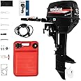 BJTDLLX Short Shaft Outboard Motor, 2 Stroke 12 HP Outboard Boat Motor, 169CC Heavy Duty Fishing Boat Engine Marine Engine Tiller Control Motor with Water Cooling & CDI Ignition System