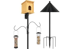 ERYTLLY Bird House Pole Mount Kit 80 Inch with 2 Hanging Hooks - Heavy Duty Adjustable Bluebird Feeder Support Rod Stand Set 