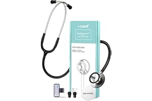 FriCARE Stethoscope - Black Stethoscopes for Nurses Medical Nursing Students - Classic Stainless Steel Estetoscopio, StethoMedic Essentials, Back to School Budget Model with Lifetime Warranty, 30 inch
