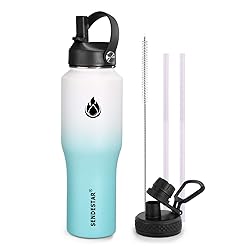 SENDESTAR Water Bottle 32oz,2 Lids(Straw lid),Wide