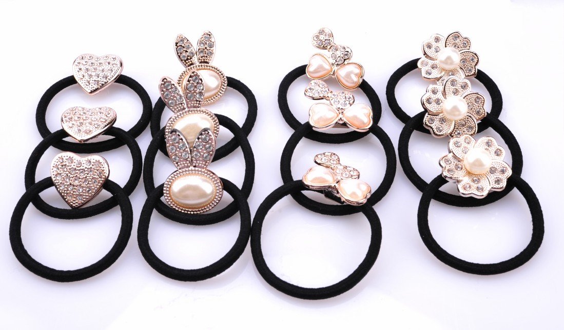 Velvet Scrunchies Hair Bobble Soft Elastics Hair Scrunchy Hair Bands Headbands Women Bobbles Hair Ties, 16 Color Pcs +1 Bonus Crystal Scrunchies Hair Accessories By TEEMI