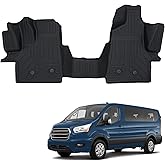 Kingna Floor Mats Compatible with 2022-2026 Ford Transit (All Models with Vinyl Floors) TPE All Weather Guard Protector Floor Liner for 2025 Transit Accessories